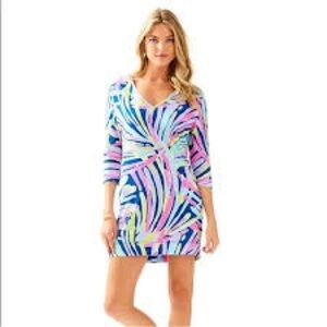 Lilly Pulitzer Neon Abstract Palm Print Pima Cotton T-Shirt Dress Small Classy